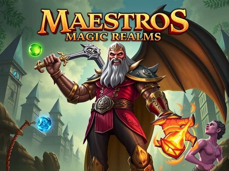 Maestros Magic Realms Lore Art - Ancient Indian scroll depicting the Asura Cataclysm and the Divine Maestro's quest